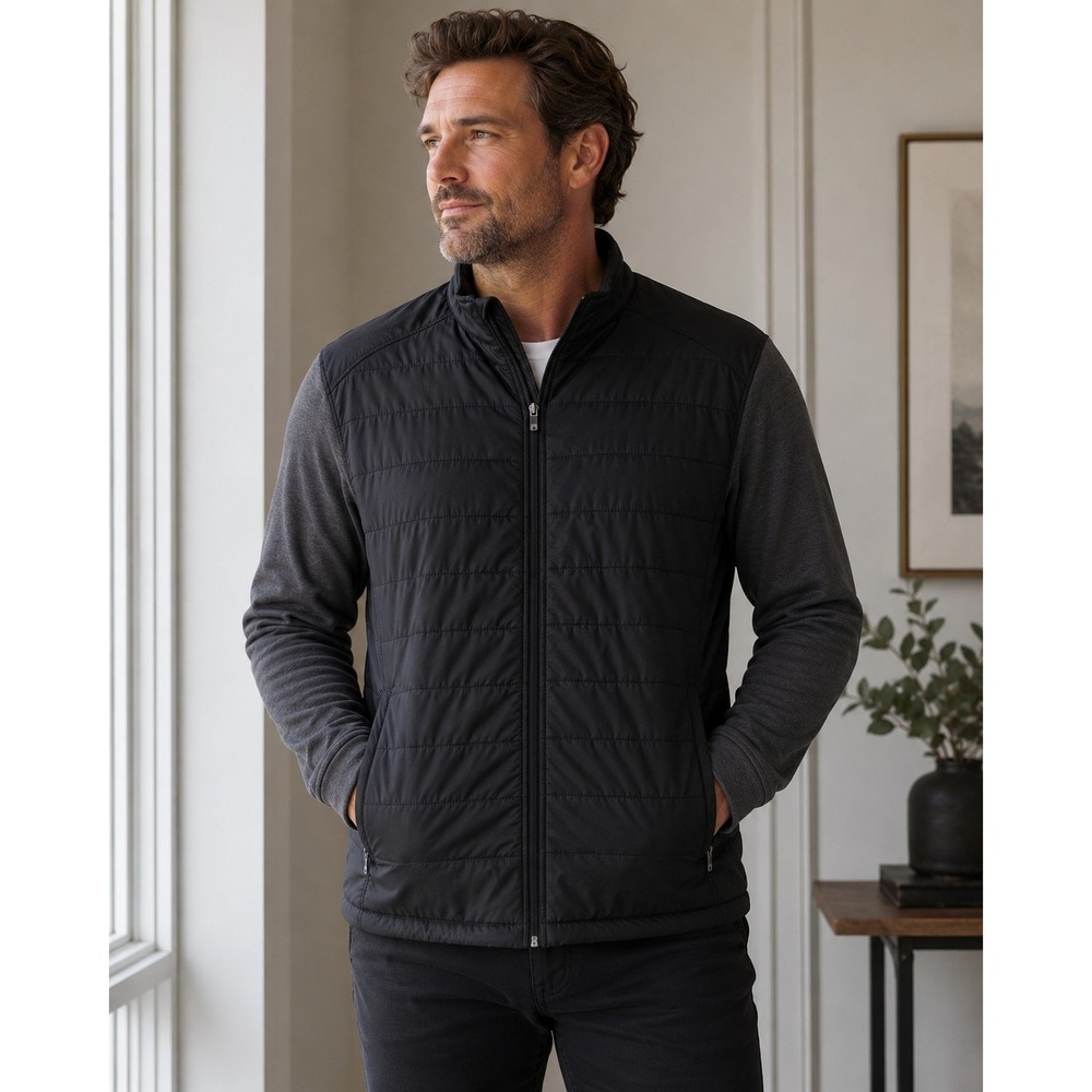 FootJoy FJ Men's XL Hybrid Golf Jacket Black Gray Quilted Full Zip Athletic